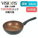 フライパン 24cm IH対応 ガス対応 深型 VISIONS GOLD Coating パール金属 CP-1749