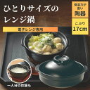 電子レンジ ご飯鍋 一人用 こぶり鍋 保温 陶器製 レンジ鍋 土鍋風 17cm 楽炊御膳 ごはんも炊ける ランチ 簡単調理 鍋料理