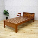 耐荷重700kgクリア!手すり付耐荷重ベッド!3段階高さ調整可能!2口コンセント付!Sサイズ ベッド 寝具 幅102cm シングル ブラウン 木製 手すり 宮付き 高さ調整3段 耐荷重ベッド