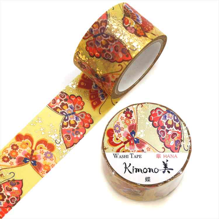 蝶 Kimono美 カミイソ産商 マスキングテープ マステ 幅25mm 5m巻 友禅柄 和柄 国産和紙 グラデーション 日本製 ステーショナリー