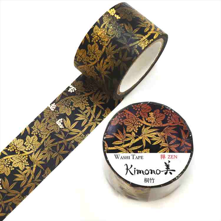 桐竹 Kimono美 カミイソ産商 マスキングテープ マステ 幅25mm 5m巻 友禅柄 和柄 国産和紙 グラデーション 日本製 ステーショナリー