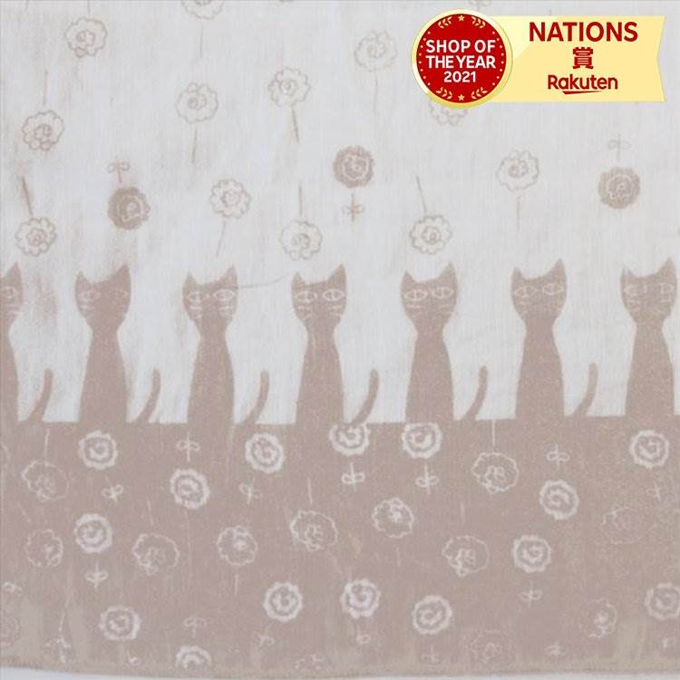 ストール ポポキャット ノアファミリー 猫グッズ ネコ雑貨 ストール スカーフ 綿100％ ねこ柄 UV対策 総柄 バラ 花柄 シルエット かわいい 猫 55×180 cm