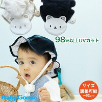 【ネコポス対応】キッズデザイン賞受賞！98％UVカット＆安全あごヒモのママ安心♪赤ちゃんUV帽子。ベビーの夏の紫外線対策に活躍のベビー用日よけ帽子　首の日よけ付きベビー帽子　新生児の出産祝いにもおすすめ。女の子　男の子　春夏　ハット「しろくまさん帽子」