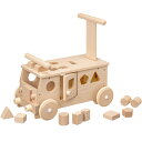 森のパズルバス 乗用玩具 押し車 木製 足けり乗用 おもちゃ 子供用乗り物 ブロック・パズル　知育玩具 【平和工業】