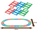 メーカーWORLD対象年齢2歳〜5歳(体重20kgまで)商品サイズ250×150cmの楕円形 機能・特徴 直線レール 6本（赤2本青2本緑2本）のセット直線レール 6本（赤2本　青2本　緑2本）のセット。 スタンダードセットに付属の曲線レール12枚と合わせると、幅250×150cmの楕円形にレールができます。