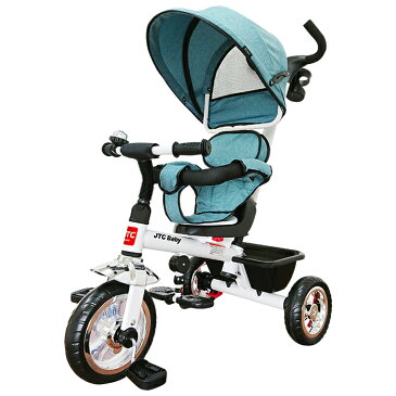 東北〜関西 送料無料/　JTC　3in1 トライシクル　Tricycle　押手棒つき　かじとり　三輪車　乗用　3in1トライシクル 3in1Tricycle　幌付き　3通りに変身　セーフティーガード　1歳　お散歩　カゴ