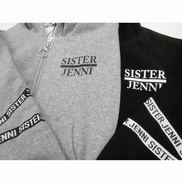 東北〜関西 送料無料　SISTER JENNI 2019秋冬　バックロゴ裏シャギージップパーカー　ブラック　グレー　パーカー　ジップアップシスタージェニィ ティーンズ ガールズ ジュニアファッション スクール おしゃれ 子供服 キッズ 女の子