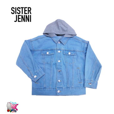 送料無料・一部地域を除く SISTER JENNI 2020春夏 フード付バックレースアップGジャン サックス デニム ジージャン ジャケット【シスタージェニィ ティーンズ ガールズ ジュニアファッション スクール おしゃれ 子供服 キッズ 女の子】