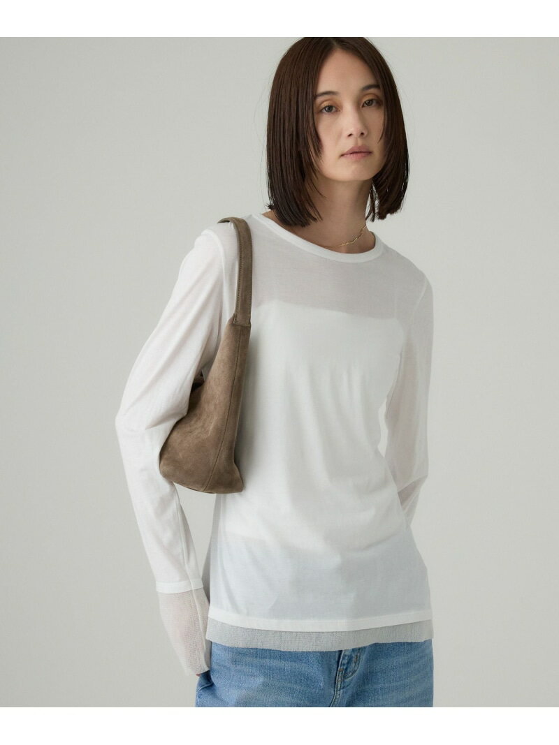 チュールレイヤードロンT BABYLONE バビロン トップス カットソー・Tシャツ ホワイト ブラック【先行予約】*【送料無料】[Rakuten Fashion]