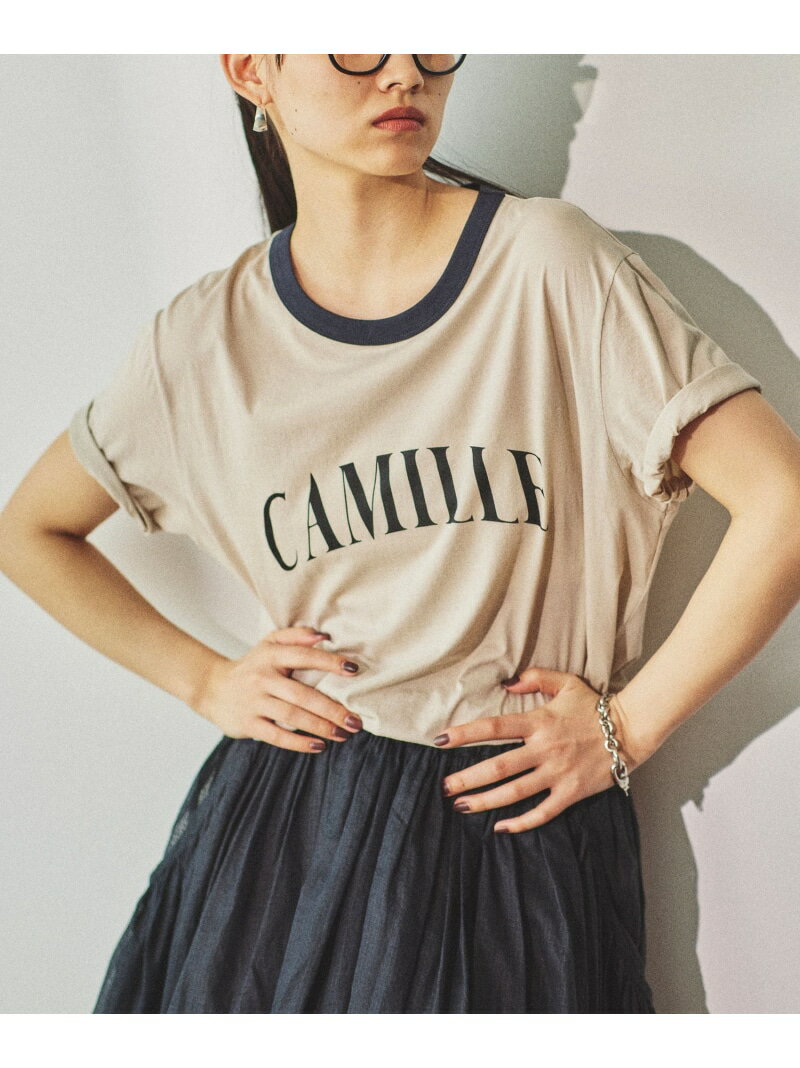 CAMILLEバイカラーTシャツ BABYLONE バビロン トップス カットソー・Tシャツ ベージュ ブラウン【先行予約】*【送料無料】[Rakuten Fashion]