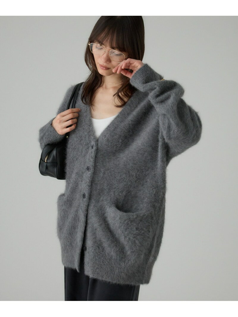 FOXカシミヤカーディガン BABYLONE バビロン トップス ニット グレー ホワイト【先行予約】*【送料無料】[Rakuten Fashion]