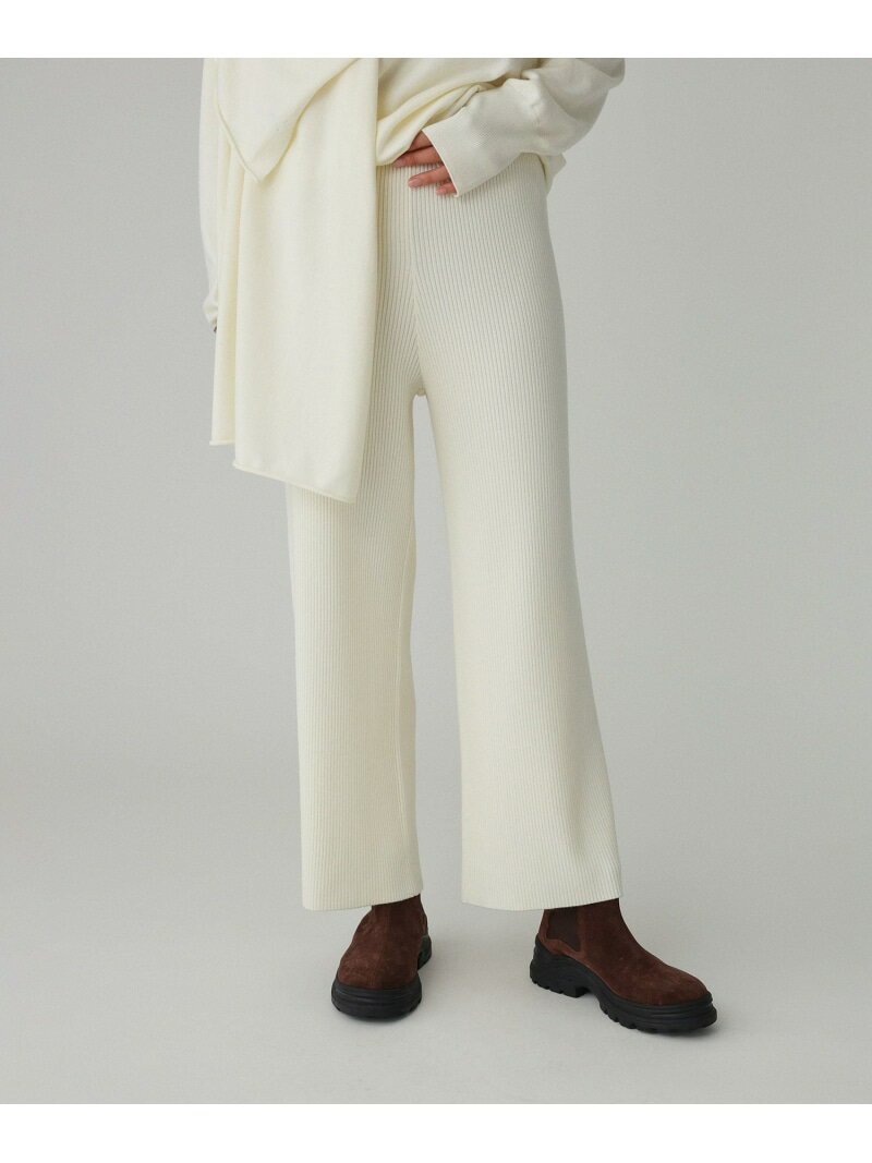 リブニットパンツ BABYLONE バビロン パンツ その他のパンツ グレー ホワイト【先行予約】*【送料無料】[Rakuten Fashion]