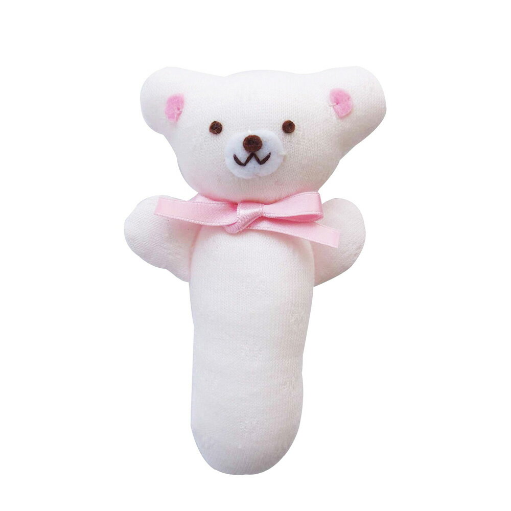 ベビーラトル クマさん 鈴入り スティック型 ピンク くまさん 赤ちゃんのおもちゃ 女の子 にぎにぎ ガラガラ 新生児用品のサムネイル