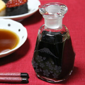 【本当に液だれしません】 醤油さし 液だれしない ガラス 富士山と桜 岩澤硝子 日本製