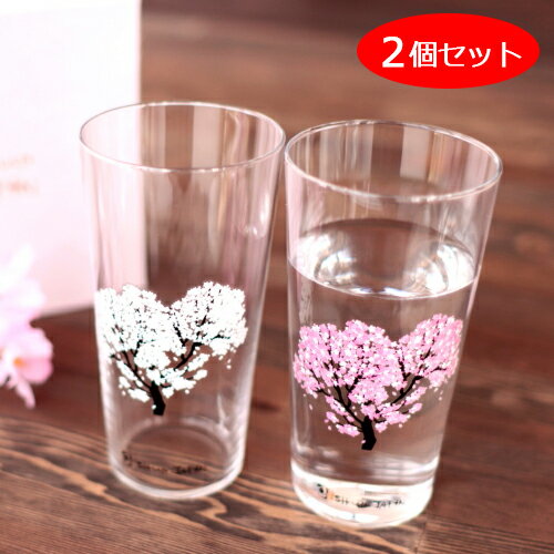丸モ高木陶器 グラス 冷感グラス 冷感桜 冷感 桜 2個セット プレゼント タンブラーグラス 日本製