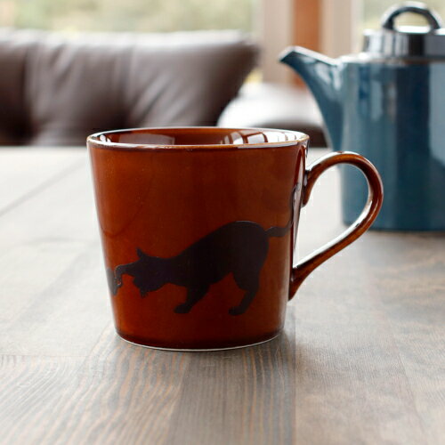 丸モ高木陶器 マグカップ 猫 ねこ ネコ 色が変わる まりと猫 温感マグカップ 300ml 美濃焼 日本製