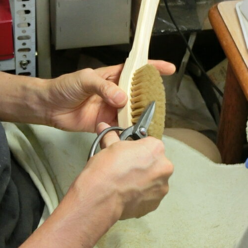 ボディブラシ馬毛長柄背中手植えブラシ青山工房日本製