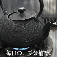 【毎日の鉄分補給】 南部鉄器 鉄瓶 IH対応 直火 アラレ 1.2L ホーローなし 日本製