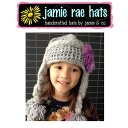 ジェイミーレイハット （Jamie Rae Hats）お花の帽子グレー×ラベンダーデイジーウィンターウィンプルハット（ニット帽）◆プレゼント・ギフト・出産祝い・お祝い・キッズ・ベビー・子供用帽子キッズ用帽子・ベビー用帽子・赤ちゃん用帽子・可愛い・女の子◆