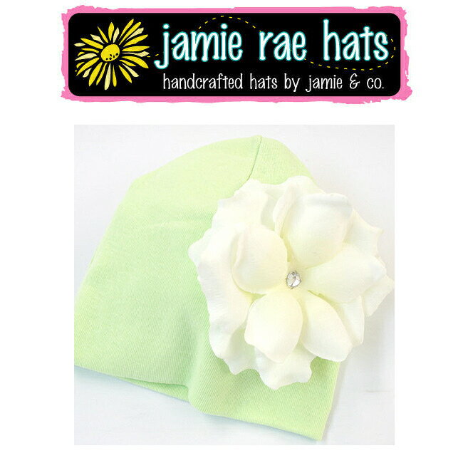 ジェイミーレイハット（Jamie Rae Hats）お花の帽子ペールグリーンミニローズーハット コットン帽◆プレゼント・ギフ…