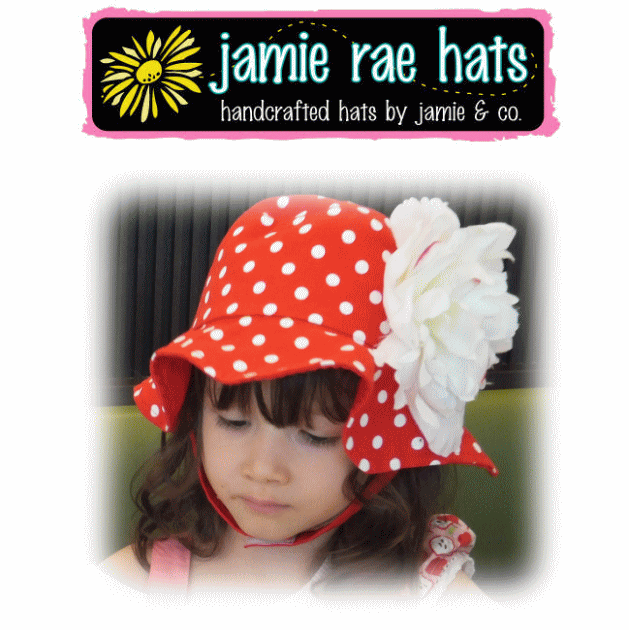 ジェイミーレイハット（Jamie Rae Hats）お花の帽子ホワイトピオニー×水玉ホワイト　サンハット◆プレゼント・ギフト…