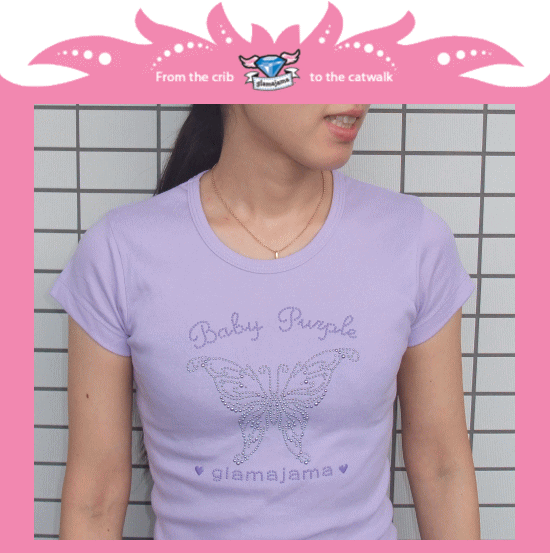 Baby Purple×glamajamaスペシャルバージョン♪きらきらおそろいにチャレンジ！レディースTシャツ　BUTTERFLY　ラベンダー◆プレゼント・ギフト・出産祝い・お祝い・キッズ・ベビー・赤ちゃんベビー服・子供服・ベビー用・キッズ用・女の子◆ 　02P03Sep16