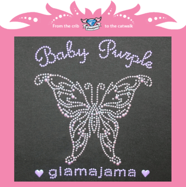 Baby Purple×glamajamaスペシャルバージョン♪きらきらおそろいにチャレンジ！レディースTシャツ　BUTTERFLY　ブラック◆プレゼント・ギフト・出産祝い・お祝い・キッズ・ベビー・赤ちゃんベビー服・子供服・キッズ用・女の子・フリフリ◆02P04Jul15