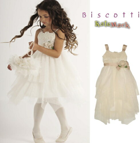 Kate MackBiscotti Fairytale Romance Dress, Ivoryローズ アイボリー パーティー ドレス 4T 5T 6T 6X 7T◆プレゼント・ギフト・出産祝い・お祝い・キッズベビー服・子供服・ベビー・キッズ用・女の子・フラワーガール・フォーマル ◆　02P03Dec16