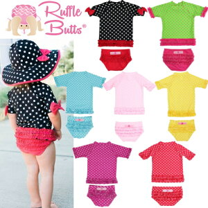 Ruffle Butts ラッフルバッツ 水着 ラッシュガード 半袖スイムスーツ/ツーピース/3M 6M 12M 18M 2T 3T 4T 5T◆プレゼント・ギフト・出産祝い・お祝い・キッズ・ベビーベビー用・子供用・女の子・フリフリ フリル アメリカ インポート UPF 50+◆02P27May16