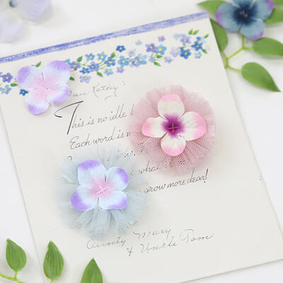 panpantutu　パンパンチュチュ　あじさいチュールヘアピン/ヘアゴム(2個セット)◆プレゼント・ギフト・出産祝い・ヘアゴム・ヘアピン・ヘアクリップヘアアクセサリー・リボン・ベビー用・キッズ用・かわいい・可愛い・女の子・あじさい◆