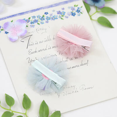 panpantutu　パンパンチュチュ　あじさいチュールヘアピン/ヘアゴム(2個セット)◆プレゼント・ギフト・出産祝い・ヘアゴム・ヘアピン・ヘアクリップヘアアクセサリー・リボン・ベビー用・キッズ用・かわいい・可愛い・女の子・あじさい◆