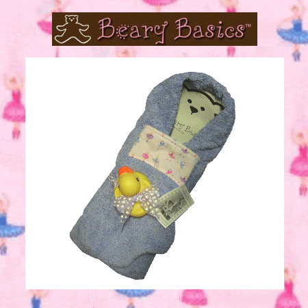 あひるちゃんとのバスタイム後はふかふかのタオルで包んでね♪Beary Basics フードつきタオルバレリーナ（ミトン・あひるちゃん付き）◆プレゼント・ギフト・出産祝い・お祝い・キッズ・ベビー赤ちゃん・ベビー服・子供服・ベビー用・キッズ用◆