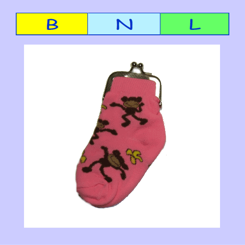 持っているだけで何だかハッピー♪BNL　ソックスポーチ　ピンクモンキー