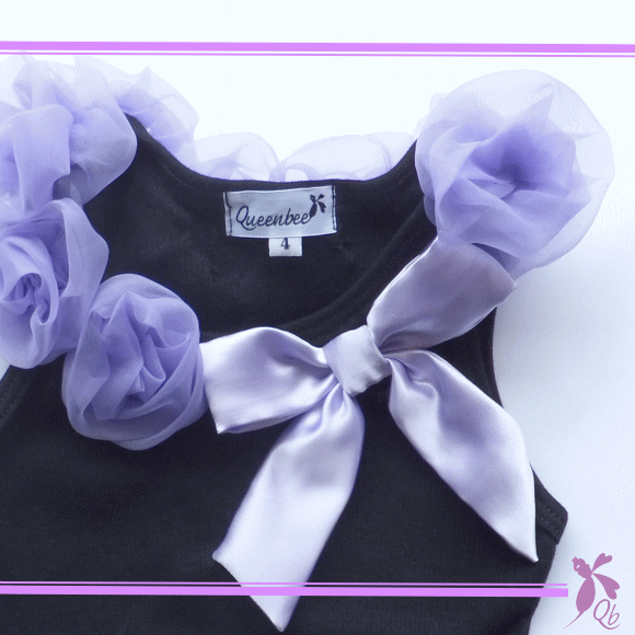 Baby Purple×Queenbee！エレガントローズトップ（ラベンダー）◆プレゼント・ギフト・出産祝い・お祝い・キッズ・ベビー・赤ちゃんベビー服・子供服・ベビー用・キッズ用・女の子・リボン◆