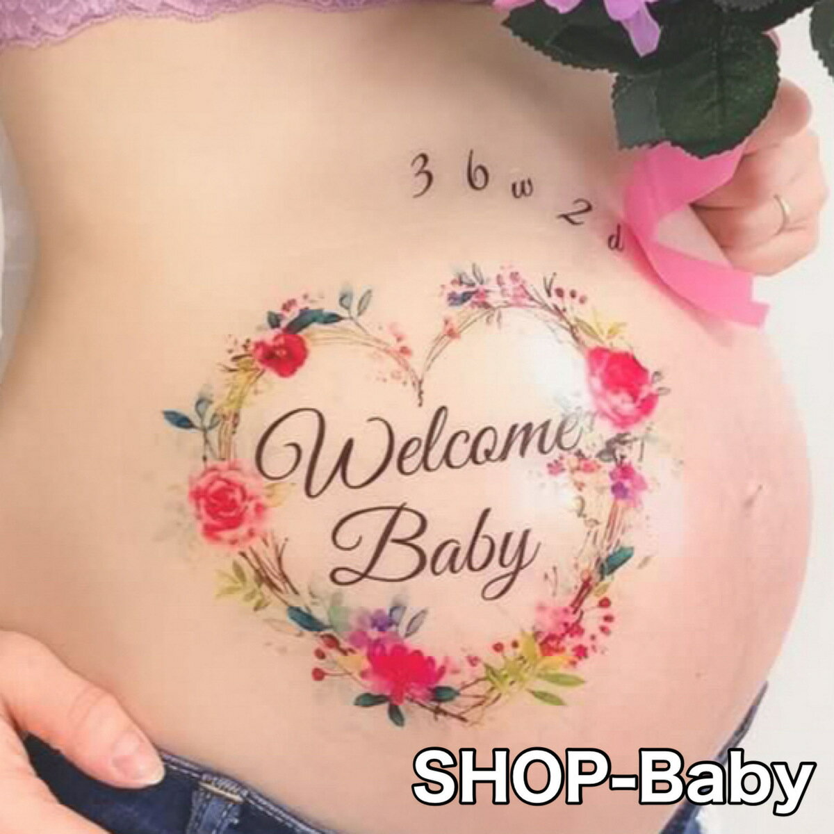 BabyRiver Baby マタニティフォトシール ブランド 可愛い プレゼント 贈り物 マタニティペイントシール マタニティ フォトシール タトゥーシール ボディーシール マタニティシール マタニティーシールのサムネイル