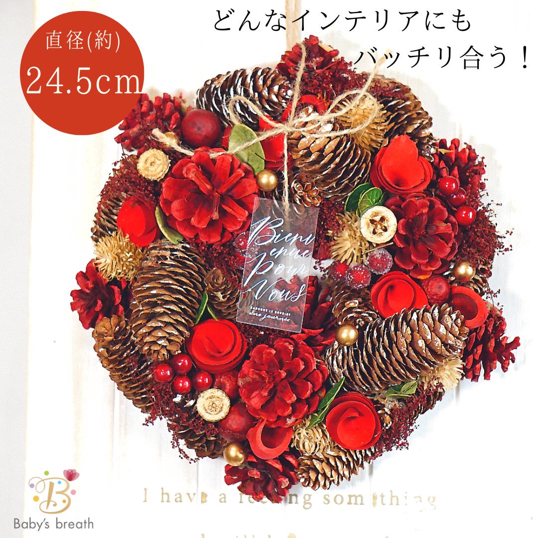 ナチュラルリース クリスマスリース 24cm 24.5cm 25cm 玄関 リース ドアリース おしゃれ ドライフラワー フラワー 北欧 クリスマス ギフト プレゼント 贈り物 誕生日 内祝い 記念日 クリスマスプレゼント 友達 女性 妻 1371-B