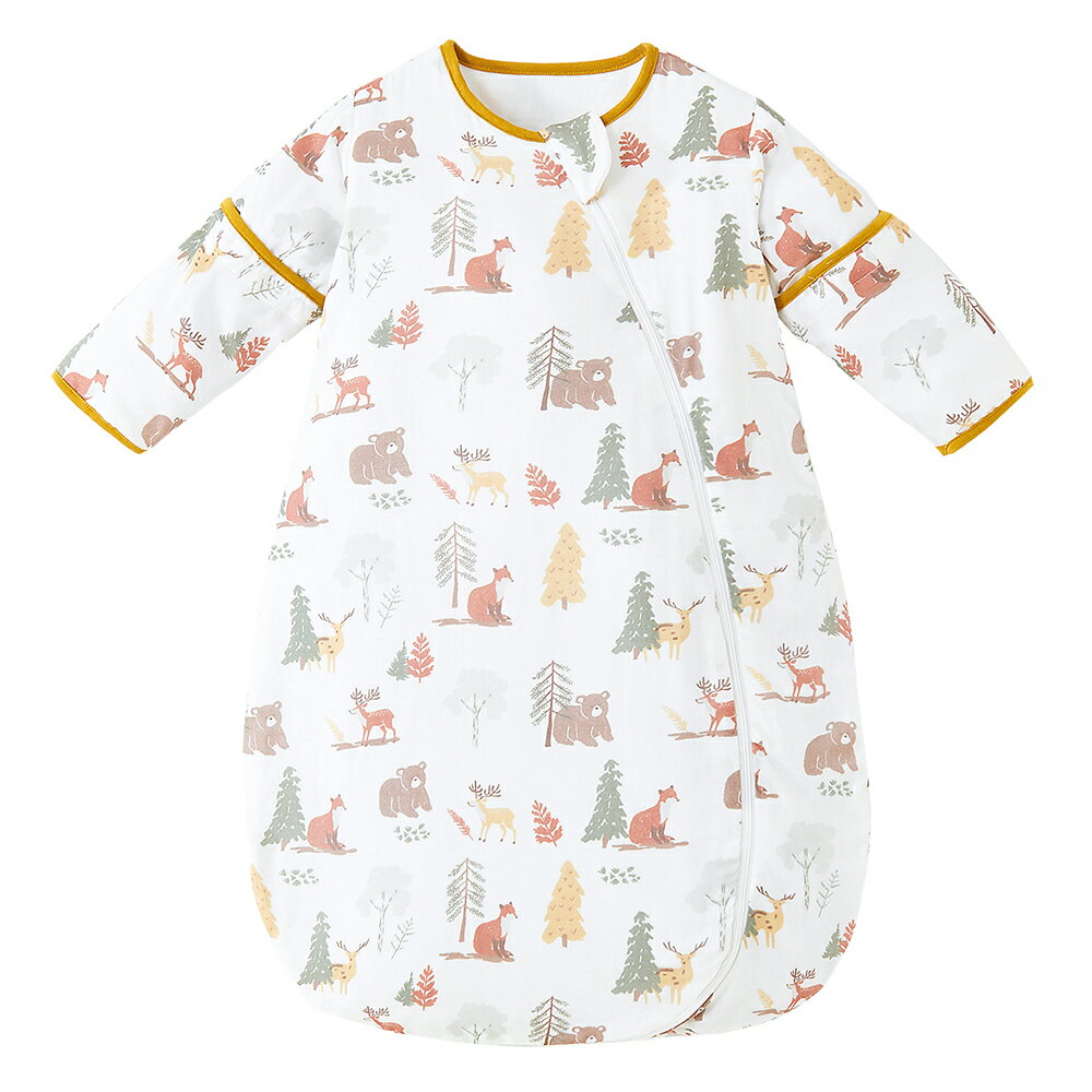 Rakuten - [MOMSMENU] スリーパー 赤ちゃん 春 夏 秋 前4後2ガーゼ 2WAY 長袖 半袖 綿30% 竹70% 80cm 3ヶ月から2歳