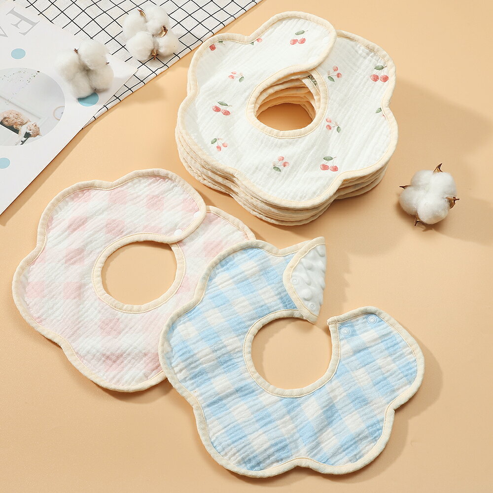 MOMSMENU スタイ 360° 花びら型 防水 10枚セット赤ちゃん よだれかけ 綿 柔らかい 男の子 女の子