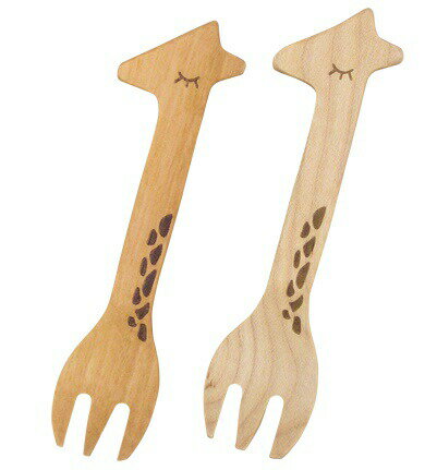 藤芸 きりん柄フォーク2本セット(サオ＆メープル)