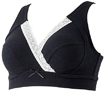 犬印 産前~産後授乳期 らくなのに美バスト授乳も快適ハーフトップ(カシュクールオープン) ブラックBR1675 マタニティML