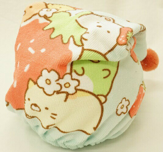 【制菌加工】丸眞 マイクロファイバー吸水速乾キャップタオル すみっコぐらし ストロベリーハッピー柄