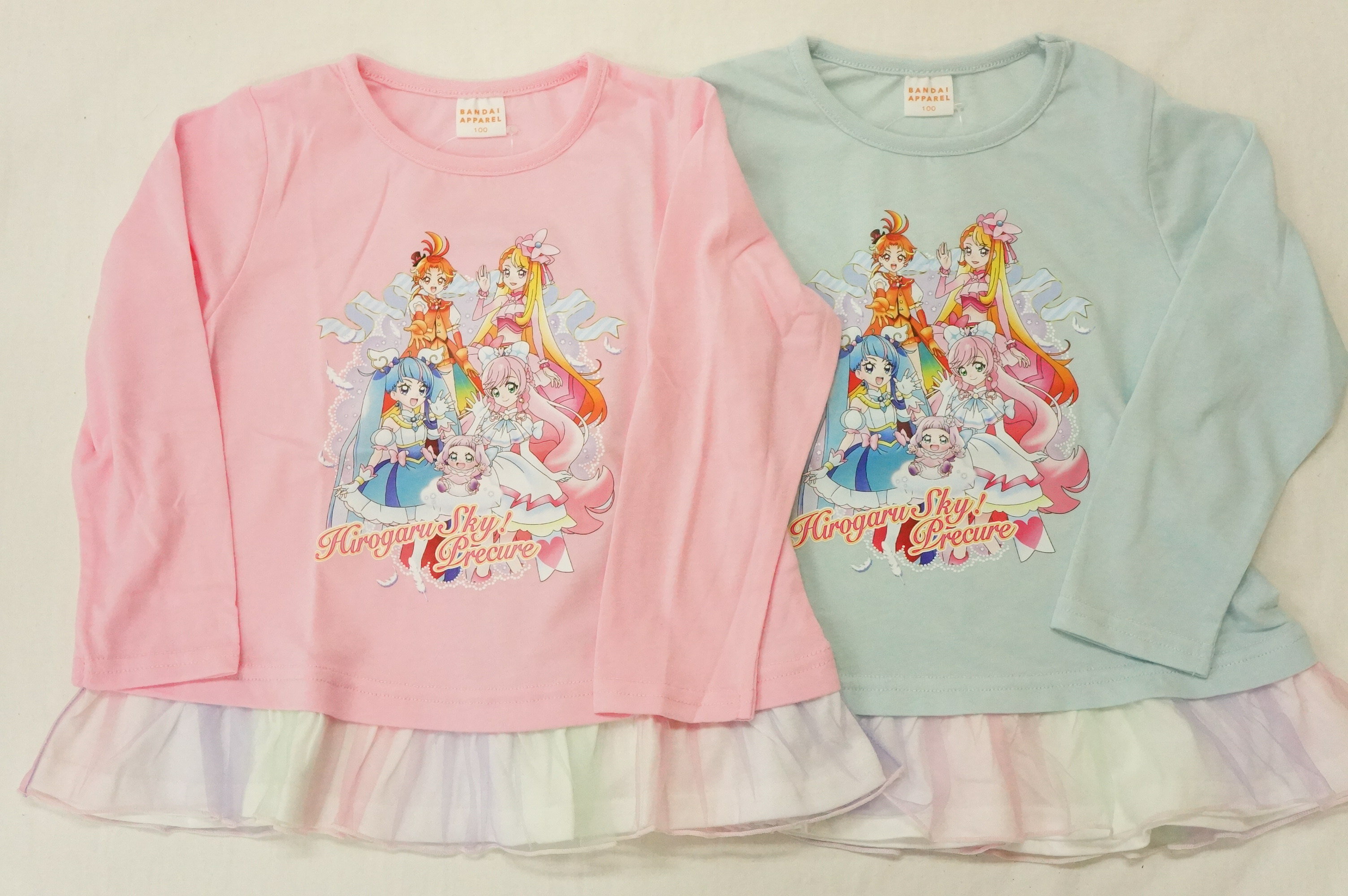 【あす楽対応】BANDAIひろがるスカイ！プリキュア長袖Tシャツレインボーチュール裾フリルEG9146