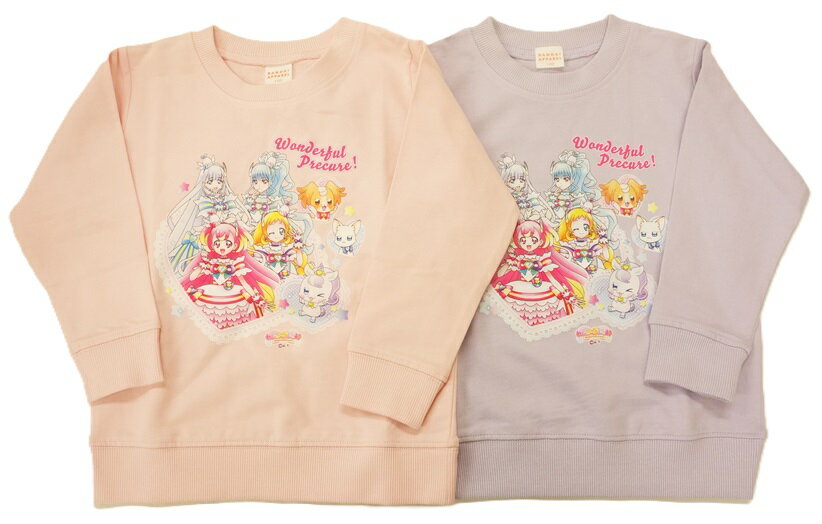 BANDAIわんだふるぷりきゅあ！スウェットシャツ4プリキュア新衣装＆こむぎユキニコ(長袖トレーナー)裏毛FG8970本体綿100%のサムネイル