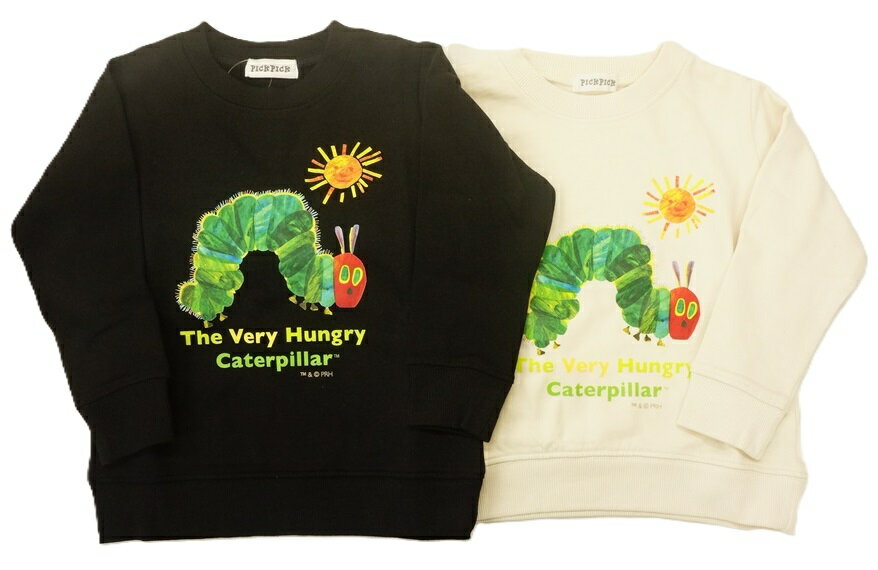 PICKPICKエリック・カールはらぺこあおむしとたいようスウェットシャツ(裏起毛トレーナー)あったか素材FH8933本体綿100%のサムネイル