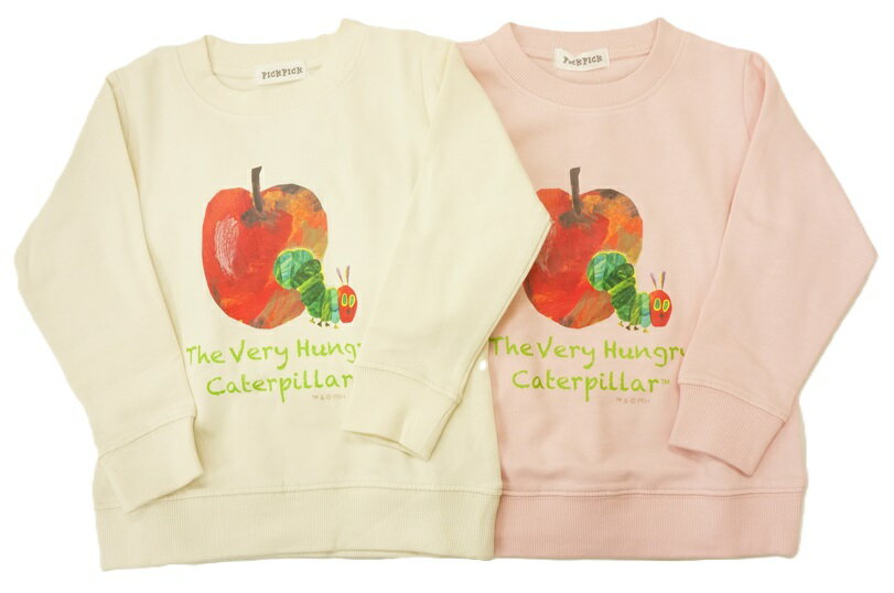 PICKPICKエリック・カールはらぺこあおむしスウェットりんごからあおむし(裏起毛トレーナー)あったか素材FH8934本体綿100%のサムネイル