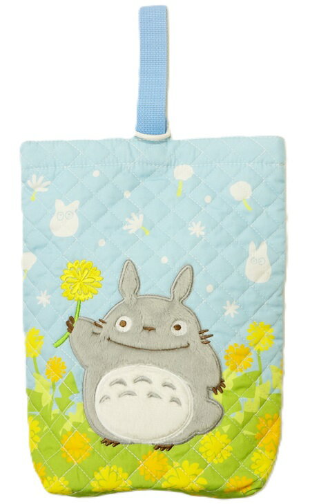 丸眞 シューズバッグ (キルト加工)となりのトトロ たんぽぽ畑とトトロ柄