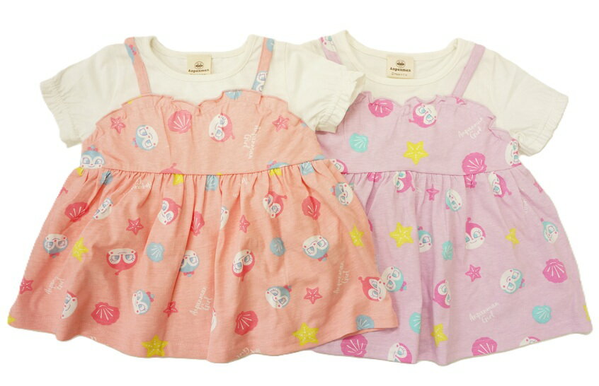 BANDAIそれいけ！アンパンマンガールキャミフェイク半袖Tシャツ重ね着風パフスリーブSA3068天竺綿100%