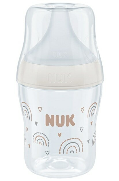 NUKヌーク パーフェクトマッチほ乳びん(プラスチック製)150mlレインボー柄 適温目盛り付き(FDNK10743097)