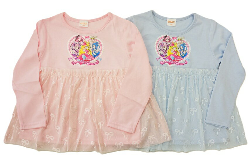 BANDAIキミとアイドルプリキュア♪長袖Tシャツリボン柄チュール付き(キュアキッス・キュアズキューンなど5プリキュア)EG9191のサムネイル