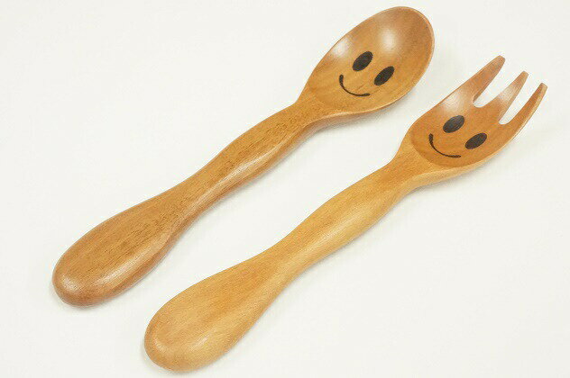 【メール便利用！送料込み】藤芸 スマイル柄デザートスプーン＆フォークセット